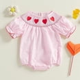 thumbnail image 2 of Coerni First Birthday Outfit Girl Heart Bubble Romper Jumpsuit Bodysuit New Born Waffle Clothes Baby Knitted Embroidered Plaid Onesie, 2 of 8
