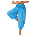 thumbnail image 3 of Womens Belly Dance Harem Pants Shiny Sequins Side Split Coins Lantern Pants Trousers Tribal Halloween Costume, 3 of 7