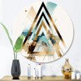 thumbnail image 2 of Designart "Boho Greens Triangular Intrigue I" Modern Geometric Metal Round Wall Art, 2 of 5