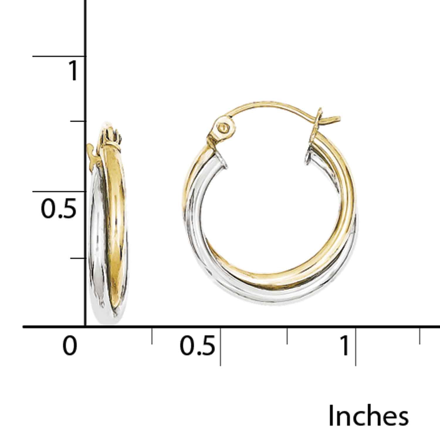 Primal Gold 10 Karat Two-tone Textured Twist Hoop Earrings