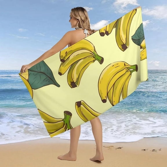 Banana-Print Beach Towel_ Fun and Stylish for Your Sunny Getaways! Suitable for towels, bath towels, beach towels
