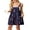 07-Navy Blue Stripe, variant on Women's Rompers summer sleeveless short Jumpsuits Button adjustment with pocket Dark Green Pane S