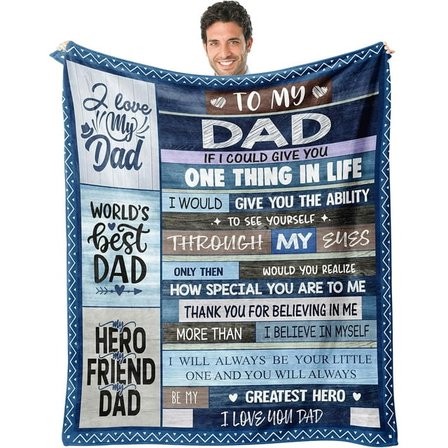 LHSHID Dad Blanket Gifts for Fathers Day for Dad Gift from Daughter Dad Gift from Son to My Dad Hero Friend Blanket for Sofa Bed Birthday for Father from Son Daughter 40"x50"
