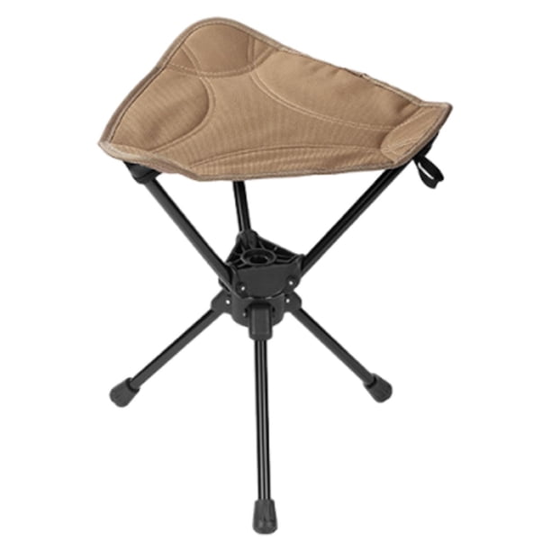 Taburete plegable giratorio para acampar, fácil de usar, portátil para pescar, viajar y al aire libre. Caqui