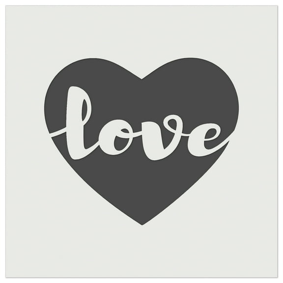 Love Script Text in Heart DIY Cookie Wall Craft Stencil - 5.5 Inch
