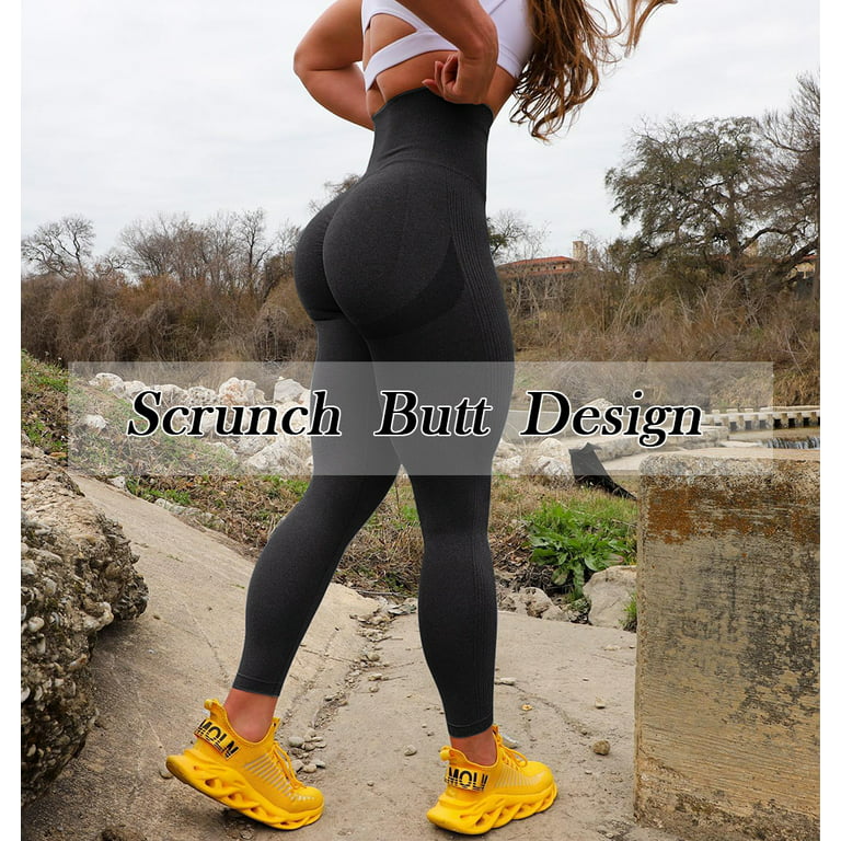A AGROSTE Scrunch Butt Lifting Seamless Leggings Booty High Waisted Workout  Yoga Pants Anti-Cellulite Scrunch Pants Coffee-S 
