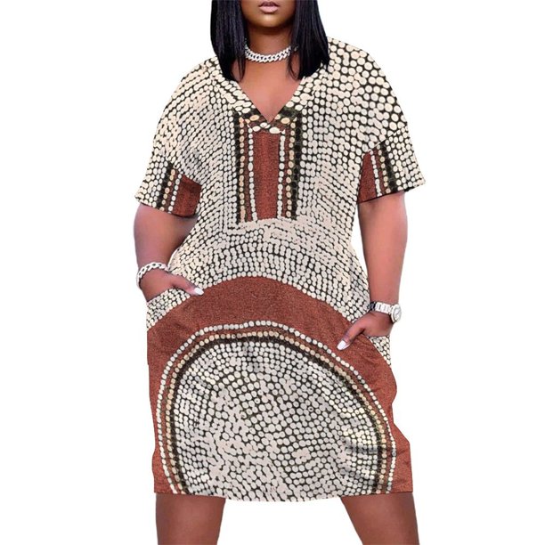 Vestido de novia con bolsillo suelto para mujer vestidos de fiesta arte aborigen de puntos impresionante