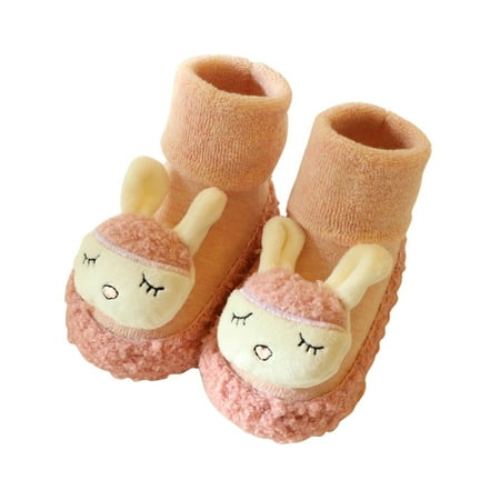 

Entyinea Baby Cotton Booties Cute Cartoon Slipper Soft Non Skid Sole Slip on House Indoor Sock Shoes Pink 11