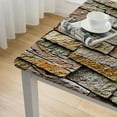 thumbnail image 4 of HAOXIT Decorative Elastic Edged Square Fitted , Brick Slate Wall Polyester Indoor Outdoor Fitted Tablecover for Folding Table Picnic Birthday Camping Garden Banquet Fit Square Table 60''x60'', 4 of 7