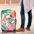 thumbnail image 4 of Funny Watercolor Adorable Devon Rex Peeking Through Torn Paper Effect Travel Luggage Cover Cat Lover Kitten Owner Gifts Suitcase Dust Protective Decor - 00026, 4 of 5