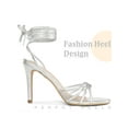 thumbnail image 3 of BLISSFUL STEP Knot Strap Lace Up Stiletto Heel Sandals for Women Silver 6.5, 3 of 8