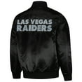 thumbnail image 3 of Men's Starter Black Las Vegas Raiders Exclusive Satin Full-Snap Varsity Jacket, 3 of 4