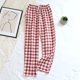 thumbnail image 1 of Pantalones de pijama sueltos de algodón a cuadros para mujer y hombre, pantalones de dormir, ropa de salón, primavera y verano, novedad, 1 of 4