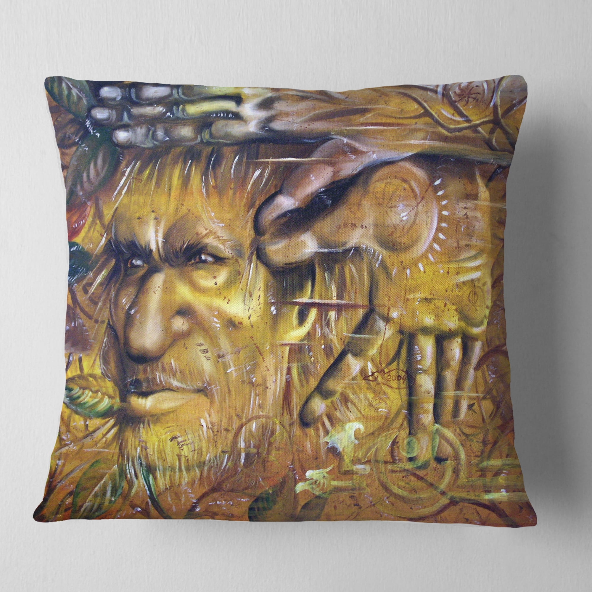 Designart Sylvan - Abstract Portrait Throw Pillow - 16x16