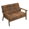 thumbnail image 5 of Loveseat Sofa, 44" Modern Microsuede Upholstered Loveseat with Solid Wood Frame, 2 Seater Couch Small Sofa Deep Seat for Living Room Bedroom Waiting Room, Coffee, 5 of 7