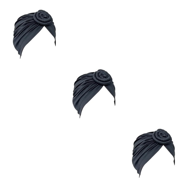 Sonducket Turban Knot Hijab Hat Donut Cover Solid Stretch Headscarf Caps Loss Bonnet para mujeres Accesorios de maquillaje Gris Type1 NO1