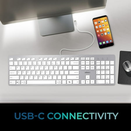 Adesso - Multi-OS Scissor switch Desktop keyboard (White) - White
