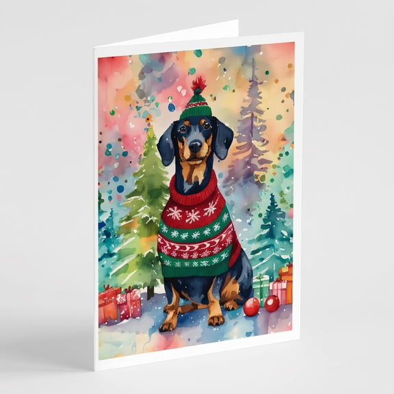 Dachshund Christmas Greeting Cards Pack of 8 7 in x 5 in