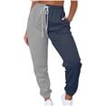 thumbnail image 5 of NTACZA Womens Pants Trendy Workout Color Block Gray Sweatpants Loose Fitting 2pc Drawstring Joggers for Lady S, 5 of 7