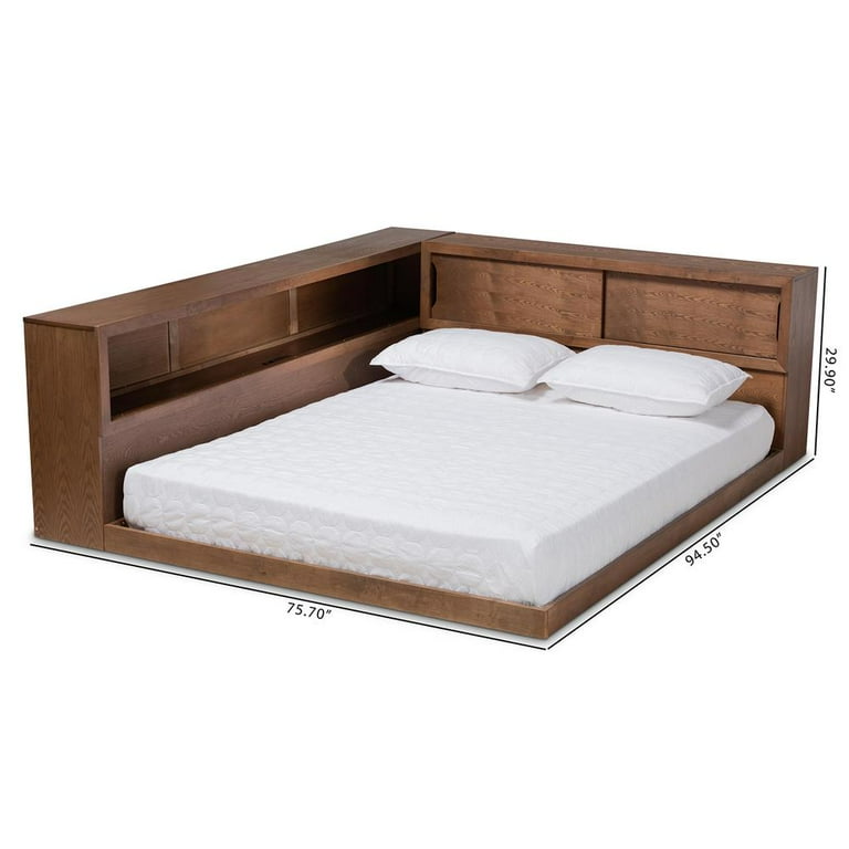 Baxton Studio Erie Modern Rustic and Transitional Walnut Brown Finished Wood Queen Size Platform Storage Bed with Built-In Outlet Baxton Studio Erie Modern Rustic and Transitional Walnut Brown Finished Wood Queen Size Platform Storage Bed with Built-In Outlet