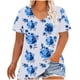 thumbnail image 2 of Puntoco Liquidación de blusas cortas para mujer Camisa básica estampada de manga corta con cuello en V y talla grande para mujer, 2 of 5