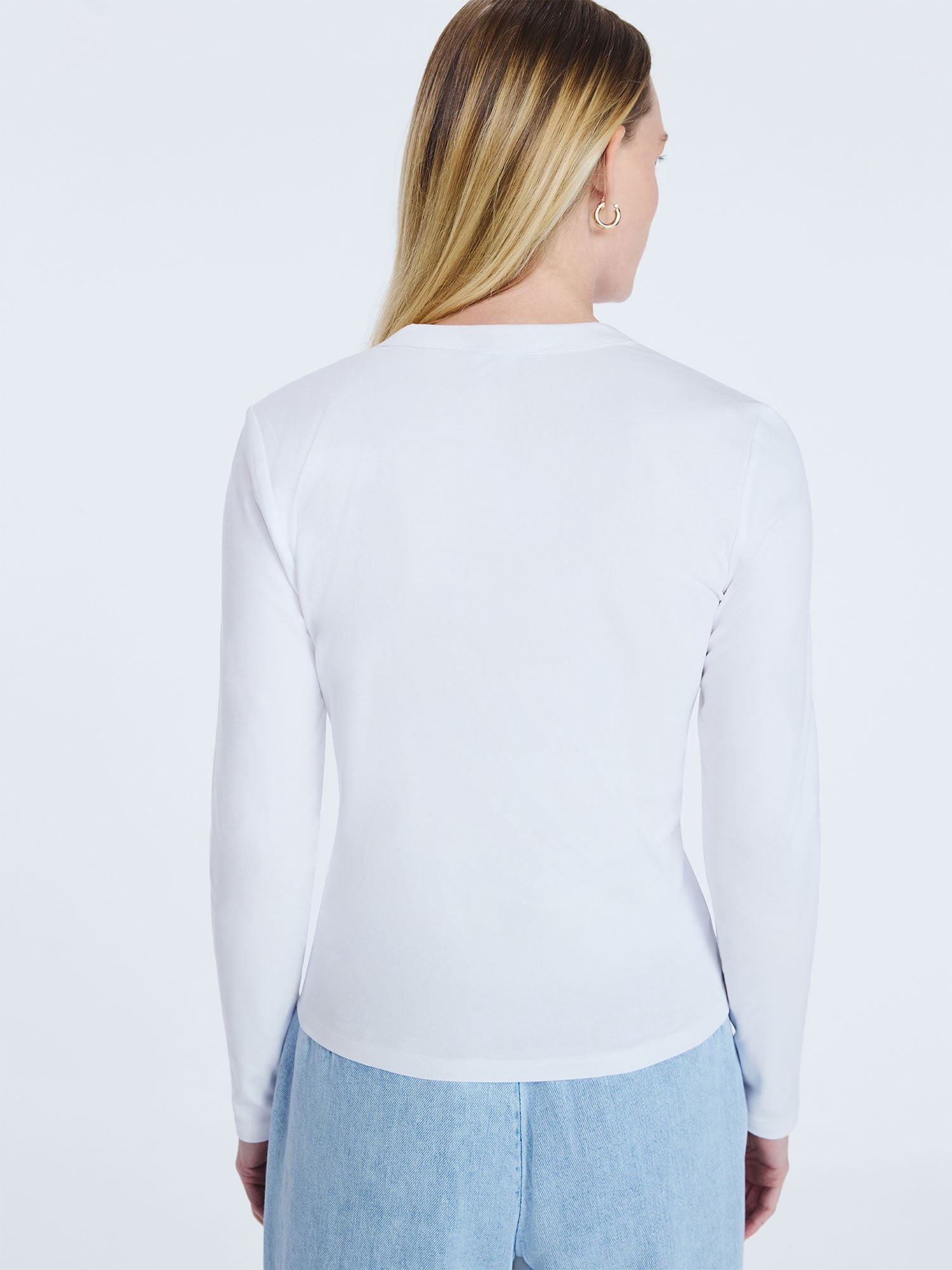 Free Assembly Women's V-Neck Henley with Long Sleeves, Sizes XS-XXL