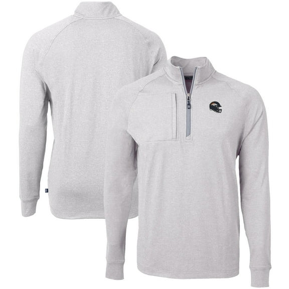 Men's Cutter & Buck Heather Gray Denver Broncos Big & Tall Adapt Eco Raglan Quarter-Zip Jacket