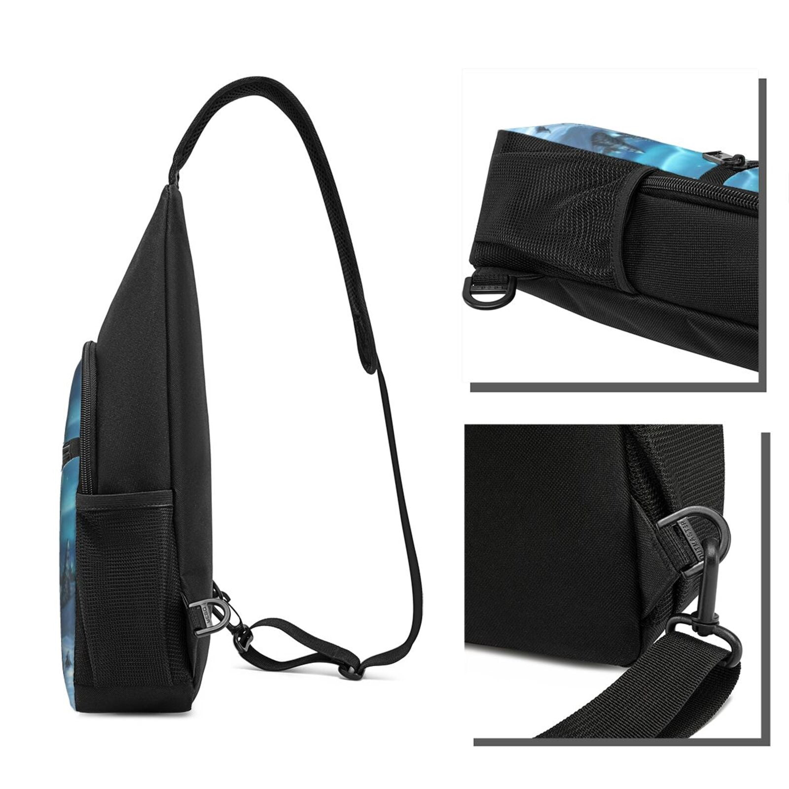Xecao's Mountain Cottage In Snow Print Sling Bag: A Versatile Chest, Shoulder, and Crossbody Backpack for Casual Days Out, Perfect for Both Men and Women