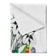 thumbnail image 2 of Parrot Soft Flannel Fleece Blanket, Parrots Observing the World on Top of Floral Foliage Garden Jungle Tropic Bird Print, Cozy Plush for Indoor and Outdoor Use, 70" x 90", Multicolor, by Ambesonne, 2 of 5