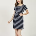 thumbnail image 4 of Annhoo Maternity Women's Clothes Striped Short Sleeve Crewneck Tie Waist Knee Length Pregnant Dress Midi Work Casual Outfits, 4 of 8