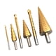 thumbnail image 3 of Juego de brocas escalonadas con revestimiento de Ti, herramienta de corte de agujeros de flauta recta de Metal con punzón central, vástago Triangular, 3 of 8