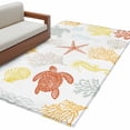 thumbnail image 2 of Rectangle Area Rug 4x6ft, Ocean Sea Turtles Coastal Coral Non-Shedding Washable Area Rug, Summer Starfish Beach Shells Non Slip Low-Profile Rugs for Living Room, Bedroom Dining Room, 2 of 9