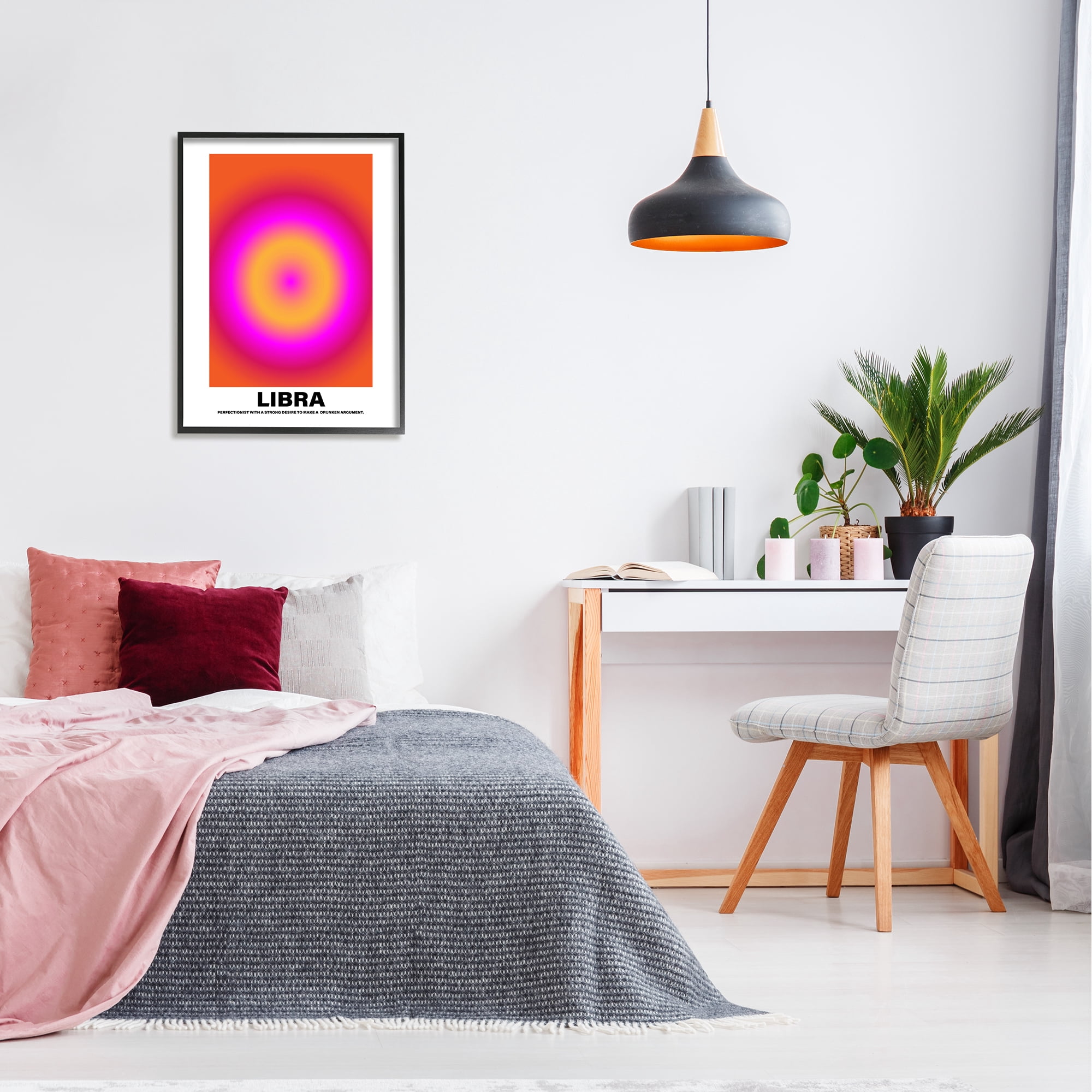 Stupell Industries Funny Libra Astrology Abstract Painting Black Framed Art Print Wall Art, 24 x 30