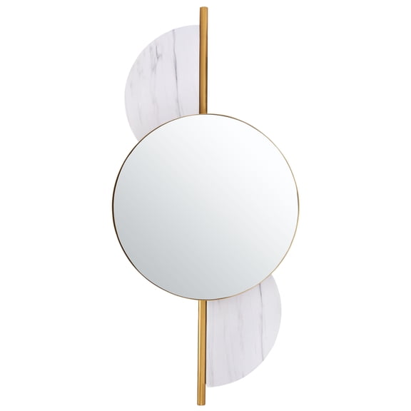 SAFAVIEH Laurelle 16 in. x 35 in. Dia. Round Solid Mirror, Gold/White
