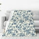 thumbnail image 1 of Fotbe Vintage Blue Floral Manta de Franela Acolchonada con Estampado, Súper Suave y Esponjosa, Extra Grande para Sofá, Cama, Uso Todo el Año-40"x30", 1 of 7