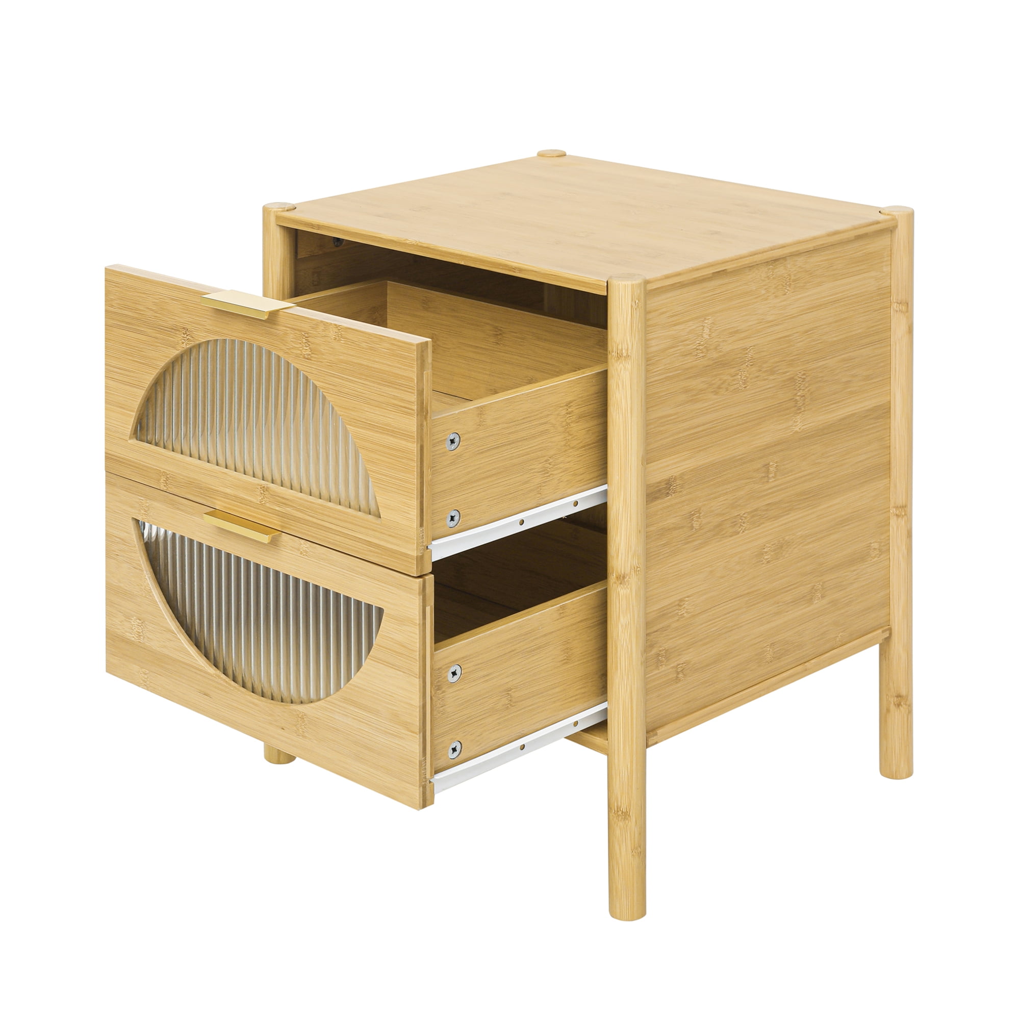 Resenkos Natural Bamboo Accent Bedside Table for Bedroom with 2 Drawer Resenkos Natural Bamboo Accent Bedside Table for Bedroom with 2 Drawer