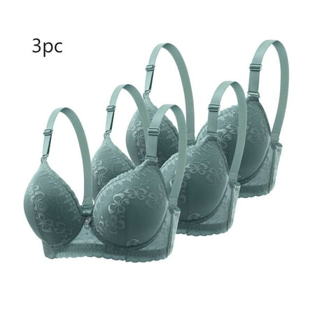 MLCDZ 3 Pack Lace Bras for Women Push Up Bralettes Full Coverage Corset Underwire Plus Size for Large Breasts with Support Sexy Minimizers Everyday Lingerie 3Pcs-Multicolor#09 36