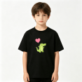 thumbnail image 2 of Cute Alligator Pink Heart Balloon Boys Graphic Tee, Sweet 100% Cotton Kids Short Sleeve T-Shirt 4-13Y, 2 of 5