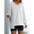 thumbnail image 3 of Women'S Oversized Sweatshirts Long Sleeve Shirts V Neck Loose Pullover 2025 Trendy Fall Outfit Light Gray XXL, 3 of 6