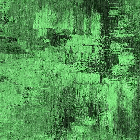 Ahgly Company Indoor Square Oriental Emerald Green Industrial Area Rugs, 6' Square