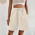 thumbnail image 3 of JoveMarine Women's Casual Wide Leg High Waisted Shorts - Slimming, Lightweight Drawstring, Comfy for Daily, Vacation, Hot Summer Days,Beige L, 3 of 6