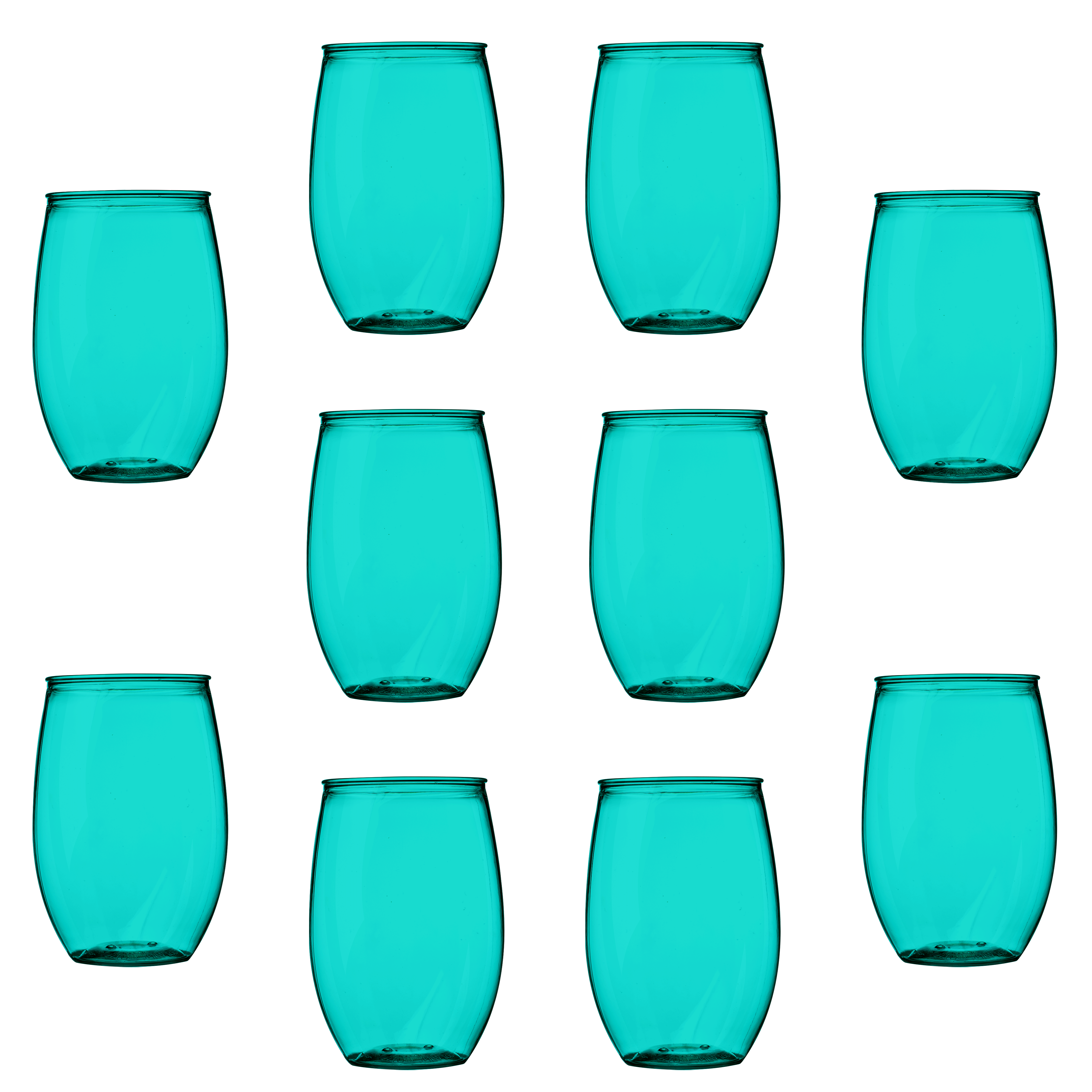 Plastic Stemless Wine Glasses 16 oz. Set of 10, Bulk Pack BPA Free, Great for Outdoor Lounges