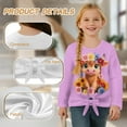 thumbnail image 6 of Xixirimido Highland Cow Daisy Purple Pattern Girls Casual Tunic Tops Tie-hem Long Sleeve Loose Soft Blouse T-Shirt Cute Graphic Girls Shirts, Size 5-6, 6 of 7