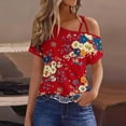 thumbnail image 4 of Off The Shoulder Tops for Women 2026 Independence Day Outfits Ladies Short Sleeve USA Patriotic Shirts Summer Clothes, 4 of 6