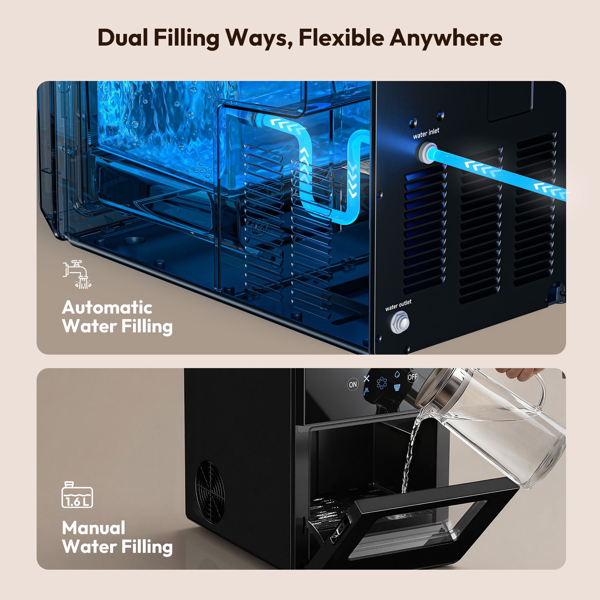 Simzlife Sphere Ice Machine, 108 Pcs/Day, 2.4" Crystal Clear Ice Ball Maker with Self-Cleaning & Timer, Large Capacity Ice Maker for Home Bar, Whiskey & Cocktails