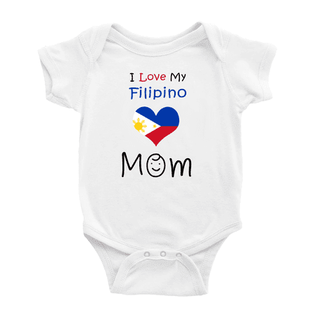 

I Love My Filipino Mom Baby Bodysuit Newborn Clothes Outfits (White 3-6 Months)