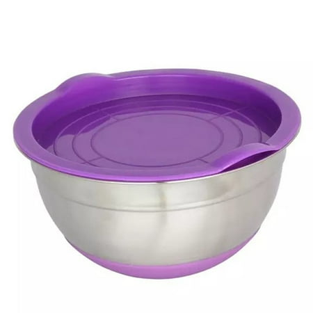 

Stainless Steel Bowl with Sealing Cover without Magnetic Thickening Silicone Bottom Salad Pot Baking Egg Kitchen Utensils New