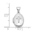 thumbnail image 2 of 925 Sterling Silver Religious Faith Cross 16mm Oval Locket Locket Necklace for Women - 1.0 Grams, 2 of 2