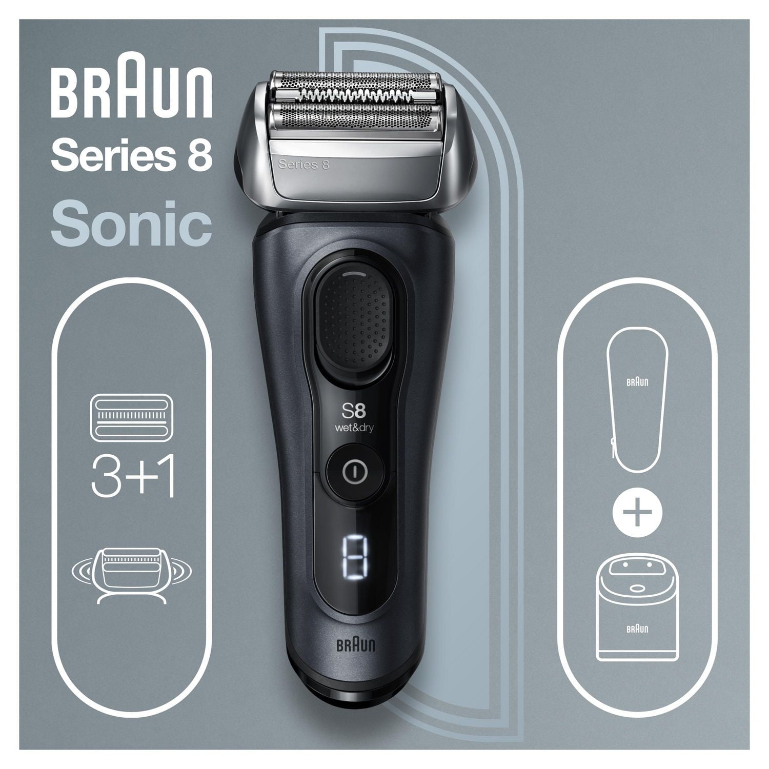 Braun Series 8 8453cc Electric Shaver for Men, 3+1 Head with