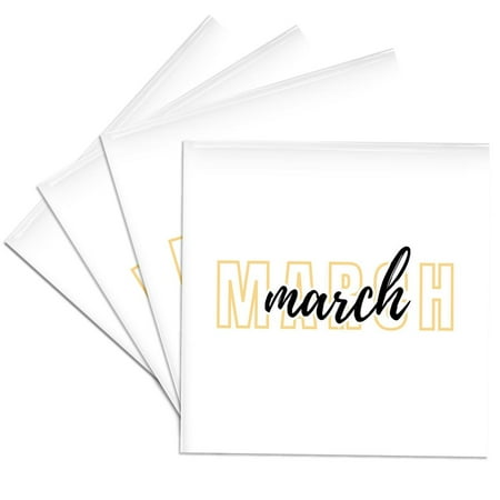 

3dRose March - Typography Text Set of 4 Ceramic Tile Coasters